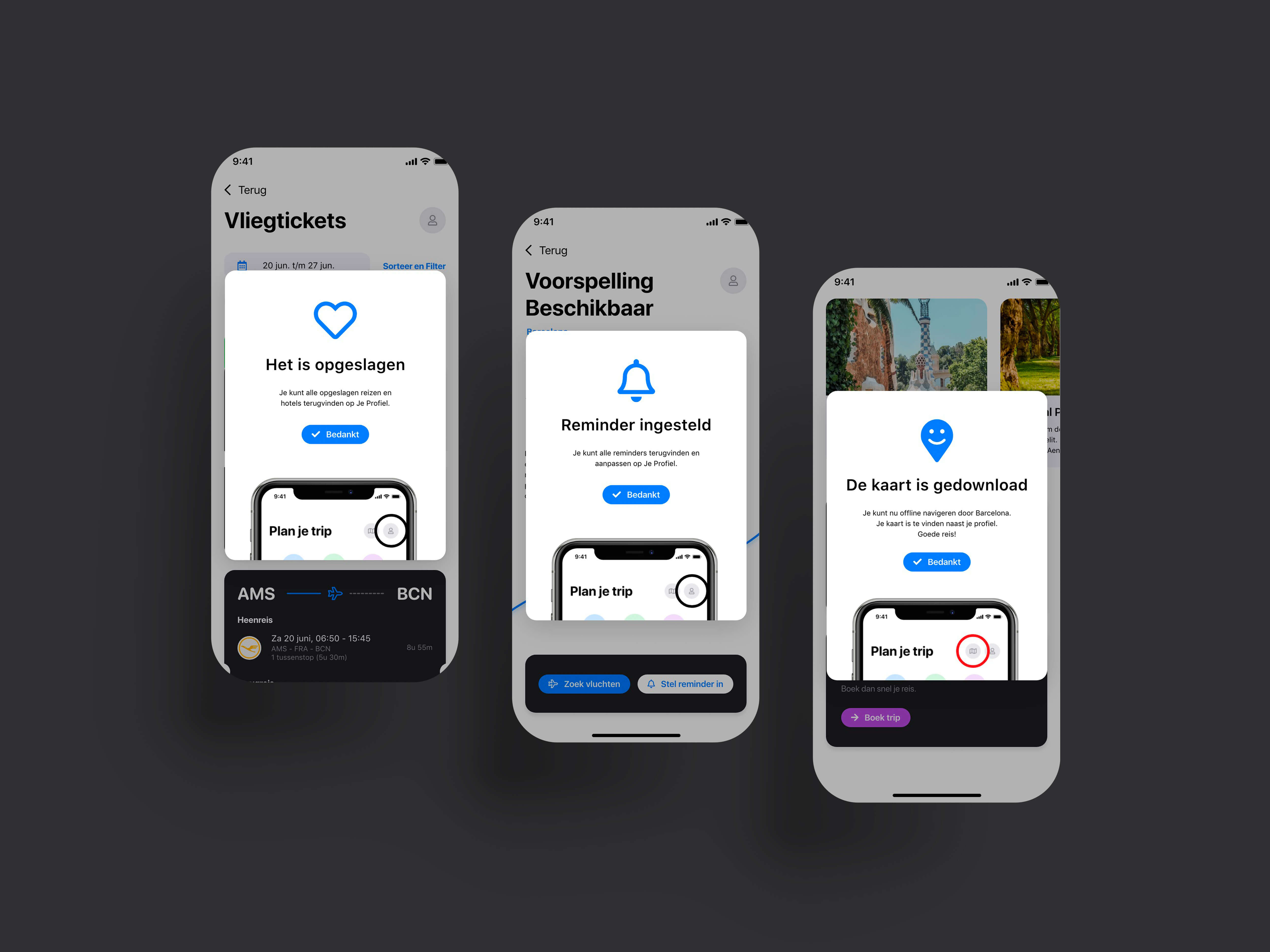 Trip Planner app popups